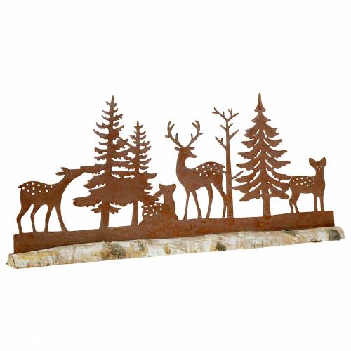 Floristik24 Wald-Silhouette mit Tieren Edelrost am Holzfuß 57cm x 25cm