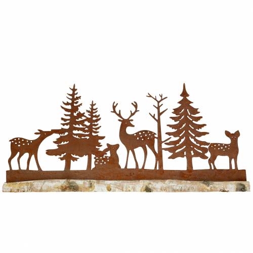 Floristik24 Wald-Silhouette mit Tieren Edelrost am Holzfuß 57cm x 25cm