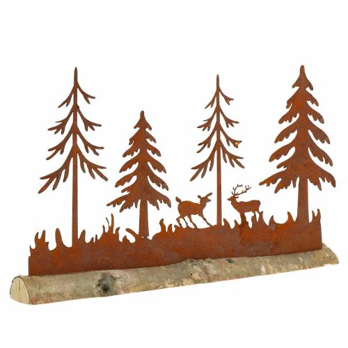 Floristik24 Wald-Silhouette mit Tieren Edelrost am Holzfuß 30cm x 19cm