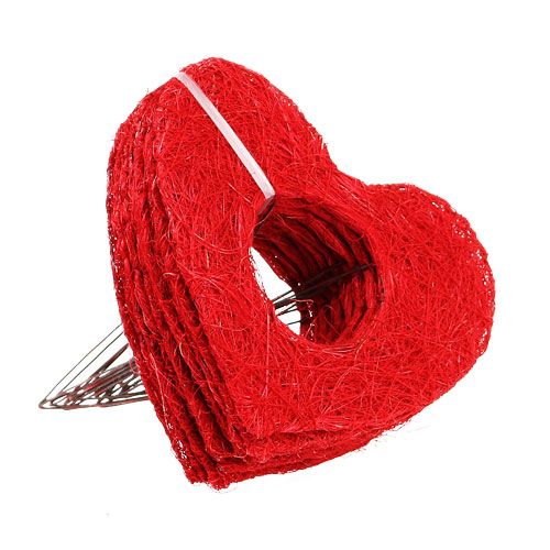Floristik24 Sisalherzmanschette 20cm Rot Herz Sisal Blumendeko 10 St