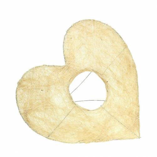 Floristik24 Sisalmanschette Herz Gebleicht 16cm 10 St