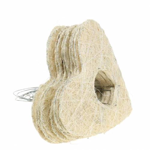 Floristik24 Sisalmanschette Herz Gebleicht 16cm 10 St