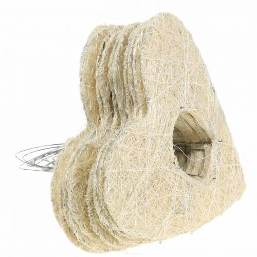Floristik24 Sisalmanschette Herz Gebleicht 25,5cm 10St