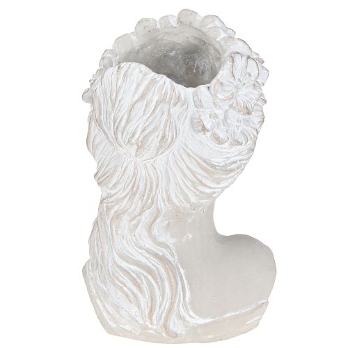 Artikel Skulptur Frauenbüste Steinguss Übertopf Grau Antik 15×14×25cm