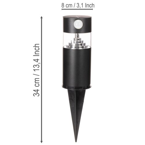 Solarleuchte Gartenlampe LED mit Bewegungsmelder 34 cm Schwarz | Floristik24.at