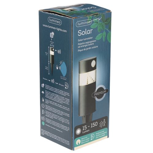 Solarleuchte Gartenlampe LED mit Bewegungsmelder 34 cm Schwarz | Floristik24.at