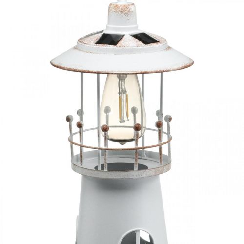 Floristik24 Leuchtturm mit Beleuchtung, Solarlicht Warmweiß, Maritime Gartendeko H47cm Ø18cm