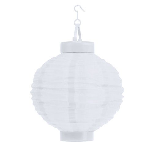 Floristik24 Lampion LED mit Solar 20cm Weiß