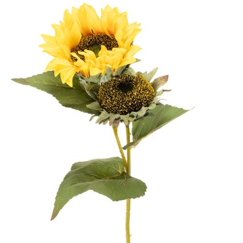 Artikel Sonnenblume künstlich 58cm mit Blättern und Blüten gelb-grün 3 Stiele