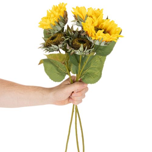 Artikel Sonnenblume künstlich 58cm mit Blättern und Blüten gelb-grün 3 Stiele