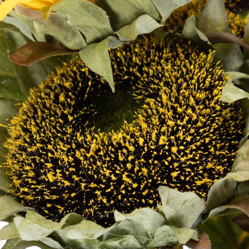 Sonnenblume künstlich 58cm mit Blättern und Blüten gelb-grün 3 Stiele | Floristik24.at