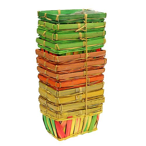 Floristik24 Spankorb eckig mehrfarbig 15cm 12St