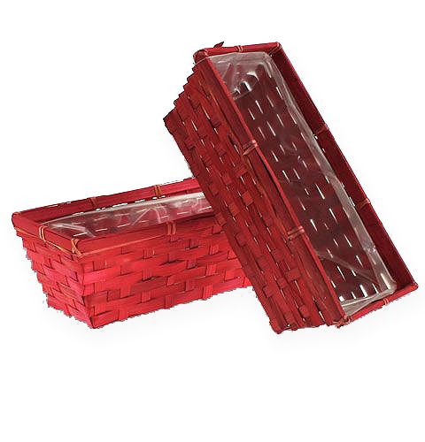 Floristik24 Spankorbsatz eckig Rot 25x12x9cm 10St