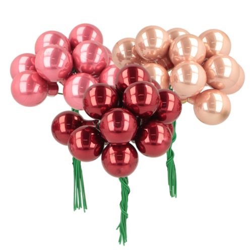 Weihnachtskugeln am Draht Glas glänzend 20 mm Rot Rosa 140 Stück