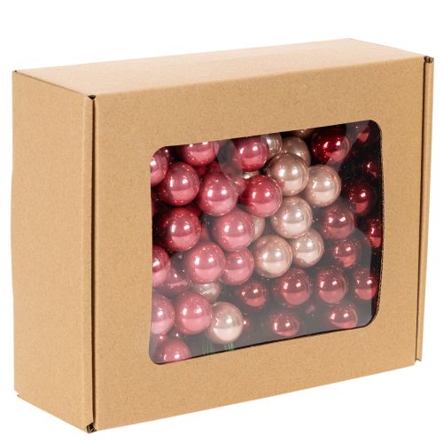 Weihnachtskugeln am Draht Glas glänzend 20 mm Rot Rosa 140 Stück | Floristik24.at