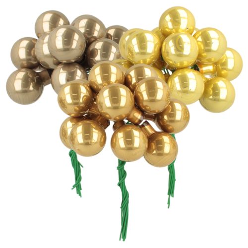 Mini Weihnachtskugeln am Draht, Spiegelbeeren, 20 mm, Kupferbraun, Orange, Goldgelb, 140 Stück bestellen | Floristik24.at