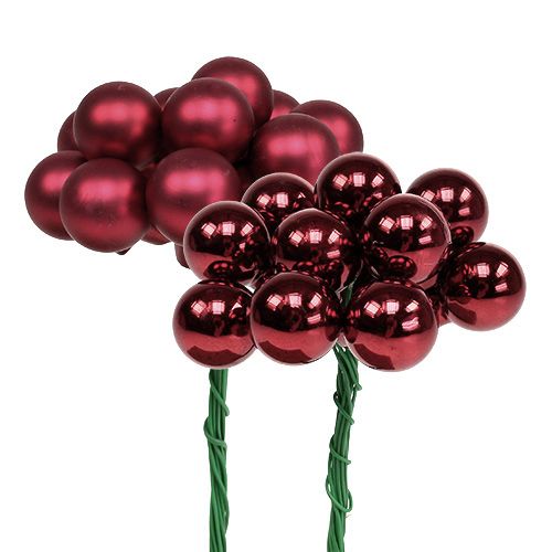 Floristik24 Mini Weihnachtskugel Rot, Pink Glas Spiegelbeeren Ø20mm 140St