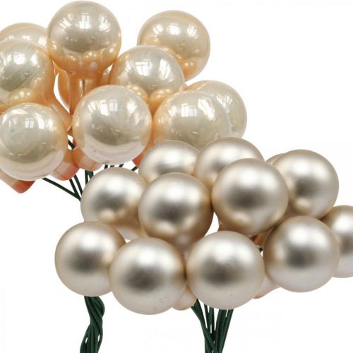 Artikel Mini Weihnachtskugeln am Draht Gold, Creme Ø1,5cm 140 St