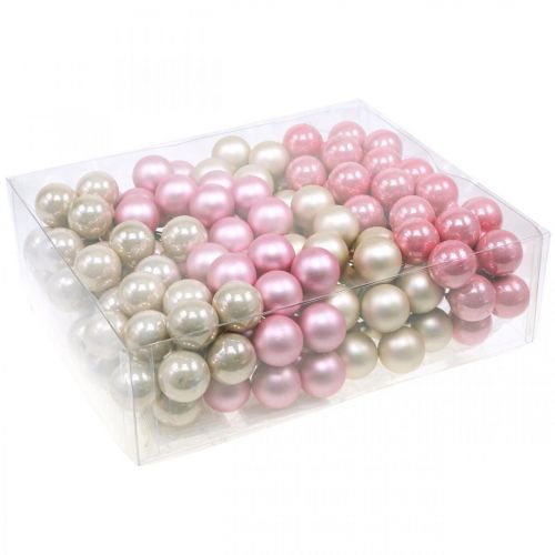 Floristik24 Mini-Weihnachtskugeln am Draht Glas Ø25mm Rosa 140 St