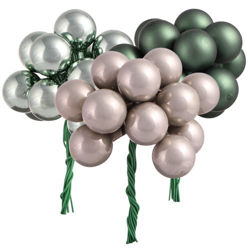 Floristik24 Spiegelbeeren Weihnachten Grün Perlmuttgrau Ø20mm 140 St