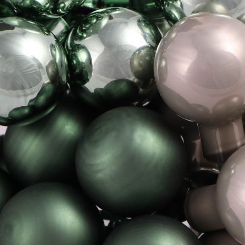 Floristik24 Spiegelbeeren Weihnachten Grün Perlmuttgrau Ø20mm 140 St