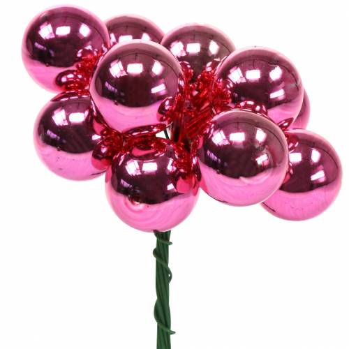 Floristik24 Weihnachtsdeko Spiegelbeeren Glas Pink Ø2cm 144St