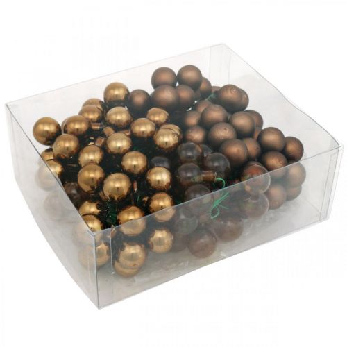 Floristik24 Mini Weihnachtskugel Braun Glas Spiegelbeeren Ø20mm Mix 140St