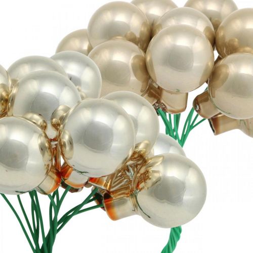 Artikel Mini Weihnachtskugel Creme, Beige Spiegelbeeren Ø20mm 140St