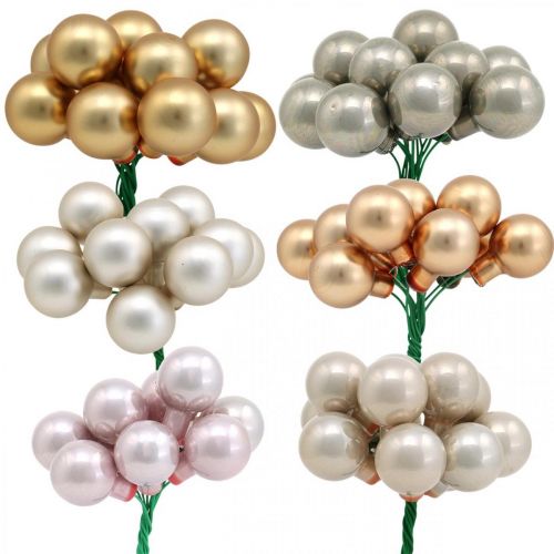 Floristik24 Mini Weihnachtskugel Metallic Glas Spiegelbeeren Ø20mm 140St