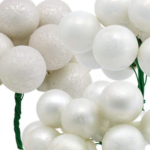 Floristik24 Mini Weihnachtskugel Weiß Marmoriert Sortiert Spiegelbeeren Ø25mm 140St