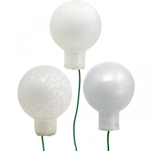 Floristik24 Mini Weihnachtskugel Weiß Marmoriert Sortiert Spiegelbeeren Ø25mm 140St