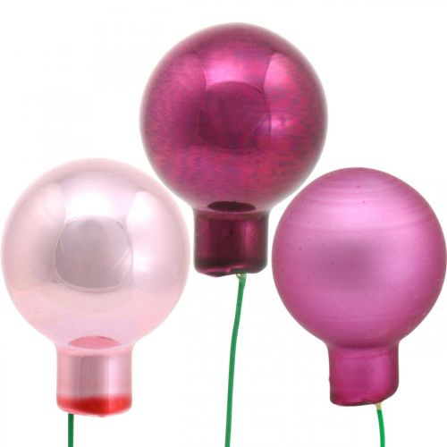 Floristik24 Mini Weihnachtskugel Rosa Glas Spiegelbeeren Berry Ø20mm 140St