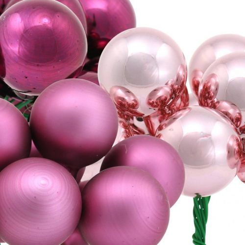 Floristik24 Mini Weihnachtskugel Rosa Berry Spiegelbeeren Glas Ø25mm 140St