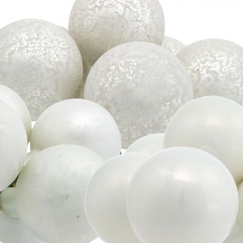 Floristik24 Mini Weihnachtskugel Weiß Spiegelbeeren Glas Ø40mm Mix 32St