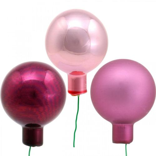 Floristik24 Mini Weihnachtskugel Rosa Spiegelbeeren Glas Ø40mm Mix 32St