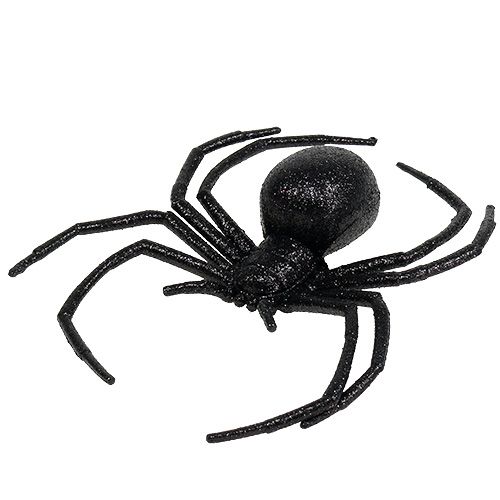 Floristik24 Spinne Schwarz 16cm mit Glimmer