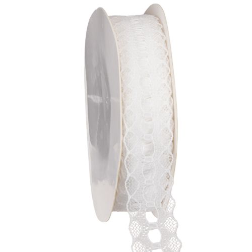 Zierband Baumwolle Spitze 25 mm Weiß 10 m Rolle Geschenk- und Dekoband