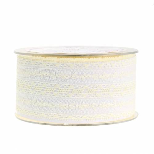 Floristik24 Spitzenband Creme 50mm L15m