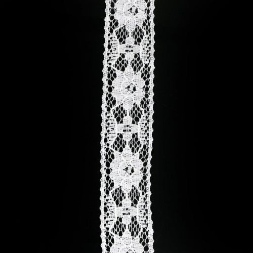 Floristik24 Spitzenband Weiß, Hochzeitsdeko, Dekoband Blumenmuster B25mm L15m