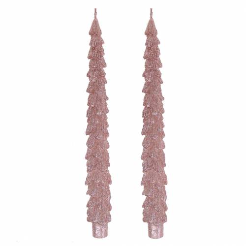 Floristik24 Spitzkerzen Tanne Rosa-Metallic 30mm×260mm 2St