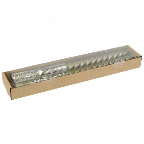 Floristik24 Spitzkerzen Gedrehte Kerzen Spiralkerzen Gold 24cm 2 St