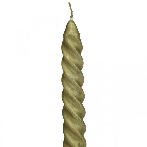 Floristik24 Spitzkerzen Gedrehte Kerzen Spiralkerzen Gold 24cm 2 St