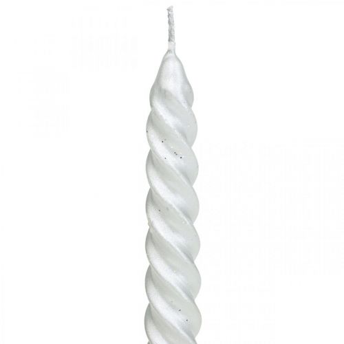 Floristik24 Spitzkerzen Gedrehte Kerzen Spiralkerzen Silber 24cm 2St