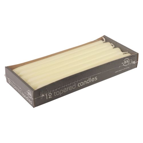 Floristik24 Spitzkerzen Stabkerzen Kerzen Weiß Elfenbein 250/23mm 12 St