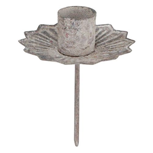 Floristik24 Spitzkerzenhalter zum Stecken Antik Grau 7×8,5cm 4 St