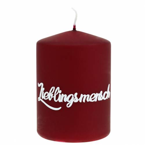 Floristik24 Kerze mit Schriftzug Lieblingsmensch Bordeaux Ø7cm H10cm