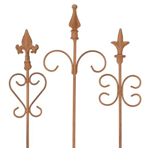 Floristik24 Vintage Gartendeko Stab Edelrost Deko Sortiert 58cm 3St