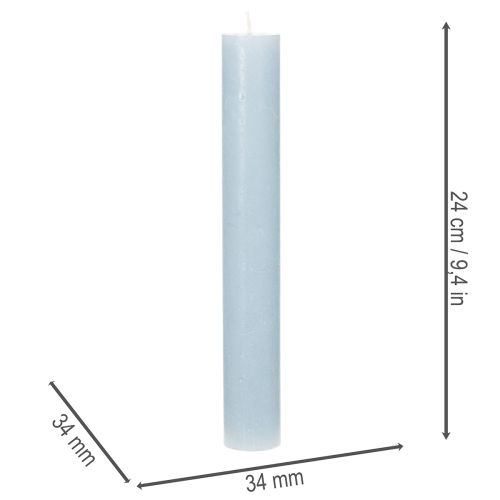 Stabkerzen aus Wachs hellblau 34x240mm für Tischdekoration 4er-Set | Floristik24.at