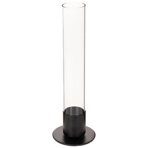Stabkerzenhalter aus Metall und Glas mit Zylinder, 31 cm, Schwarz bestellen | Floristik24.at