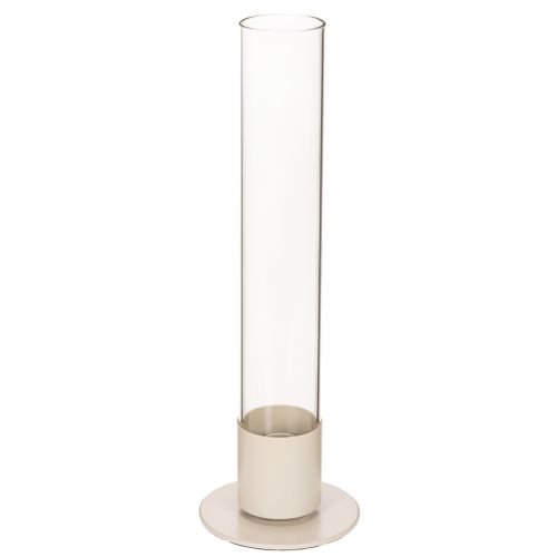Stabkerzenhalter aus Metall mit Glaszylinder und Sockel 31 cm Taupe bestellen | Floristik24.at